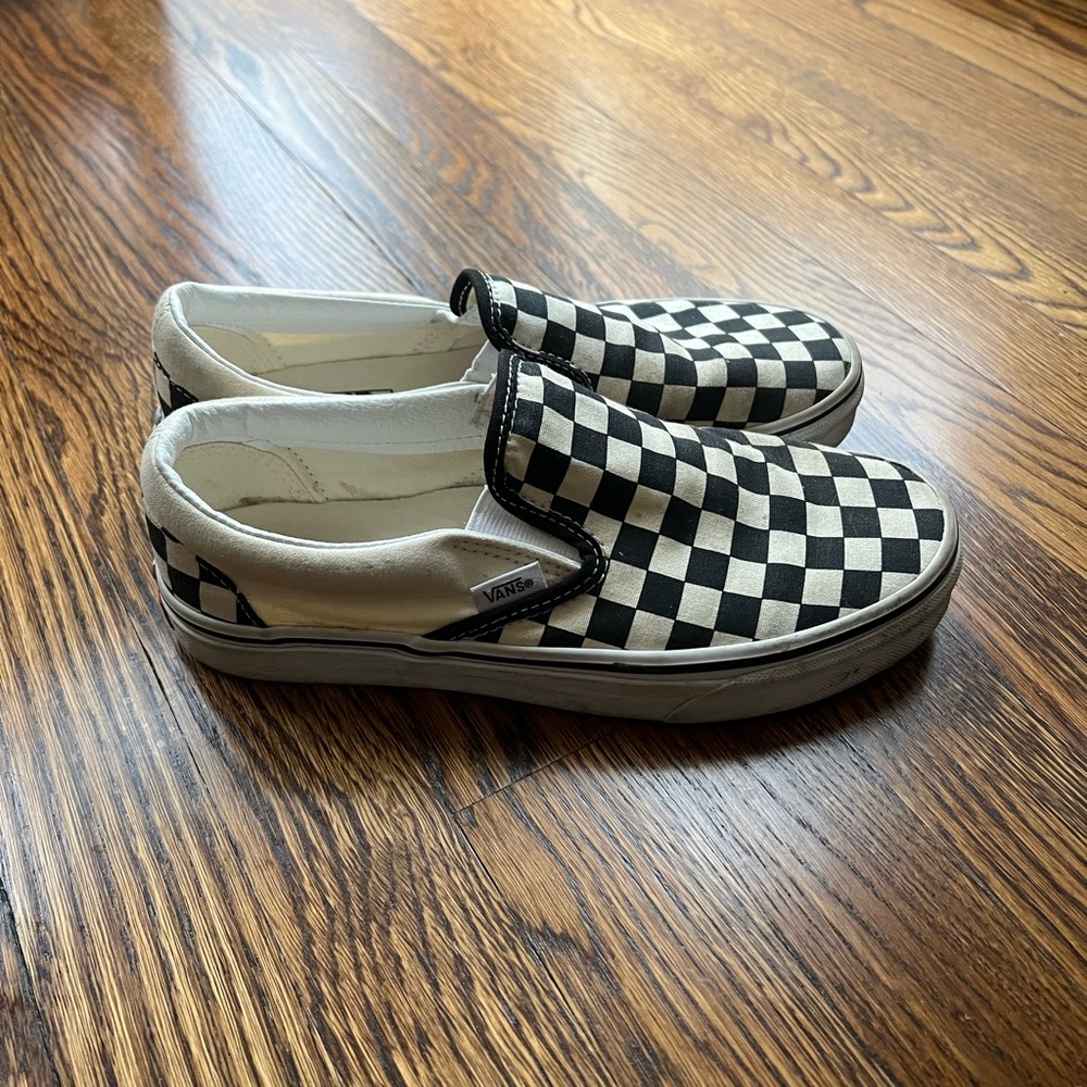 Vans Black and White Checkered slip ins